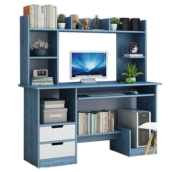 Mueble Rack Escritorio Para Computadora 2 Cajones Azul