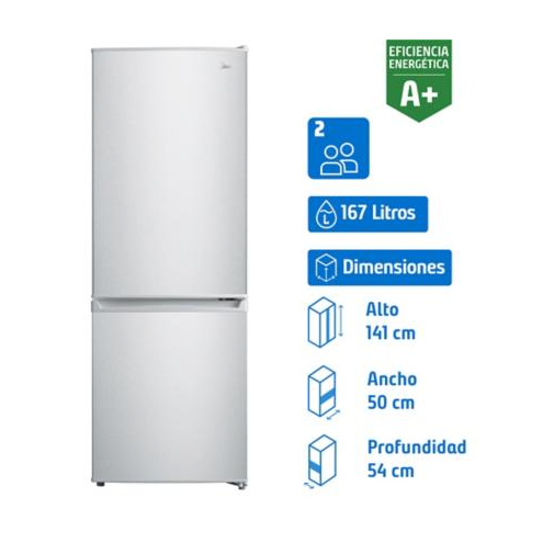 Refrigerador Midea Frío Directo Bottom Freezer 167 Litros Gris