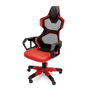 Silla Gamer Profesional E-Blue Cobra, Ergonómica, Pistón Clase 4, Color Negro/Rojo