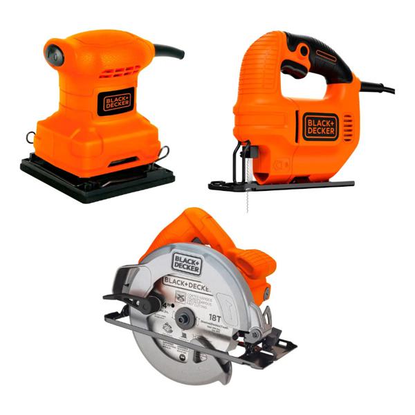 Sierra Circular + Sierra Caladora + Lijadora Black+Decker