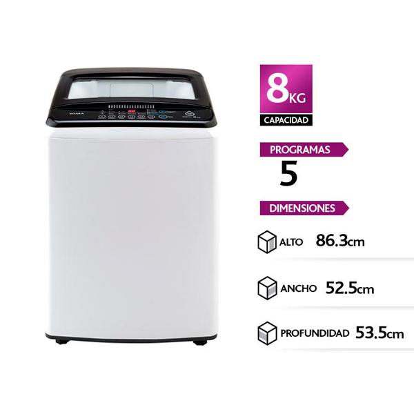Lavadora Carga Superior Winia 8kg, Air Bubble, 2 Años Garantía