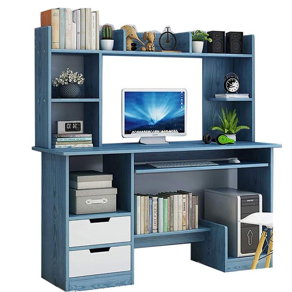 Mueble Rack Escritorio Para Computadora 2 Cajones Azul