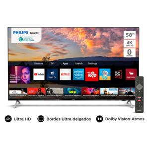 LED Philips Smart TV 58" UHD 4K, Bordes Ultra Delgados
