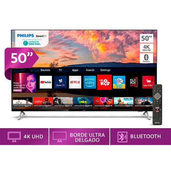 Led Philips Smart Tv Uhd 4K Borde Ultra Delgado 50"