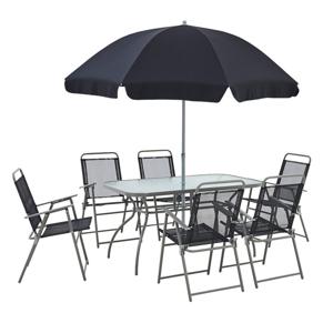 Juego Comedor Con Quitasol Para Terraza Casanova 6 Sillas