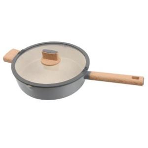 Cacerola Gris Con Tapa 28 Cm, Interior Marmoleado Antiadherente