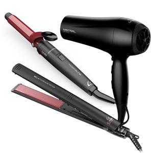 Combo Secador De Pelo Gama Mistral STD + Alisador Gama Elegance Bella STD + Ondulador Gama Turmalina 19 mm