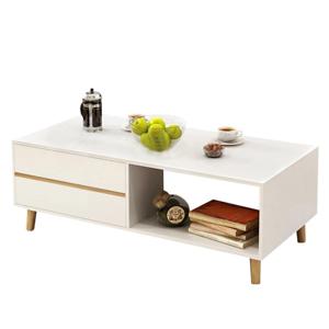 Mesa De Centro Madera Blanco 120x60x42 Cm