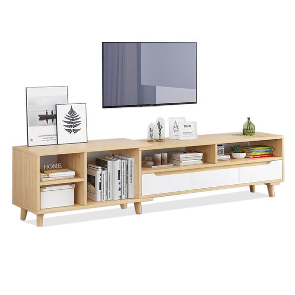 Mueble Rack TV Madera Cajones, Ajustable 153-190 CM