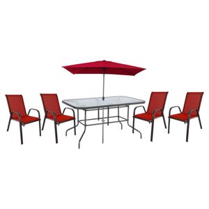 Juego De Comedor De Terraza Sling Rojo 4 Personas