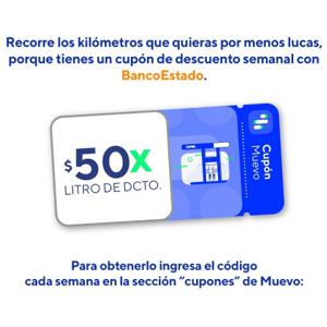 $50 De Descuento x Litro De Combustible Con App Muevo Copec Y Banco Estado