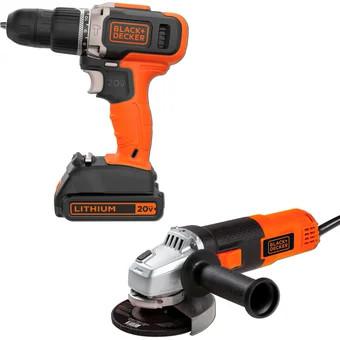 Taladro Atornillador 20V+ Esmeril Angular 4-1/2 Black+Decker