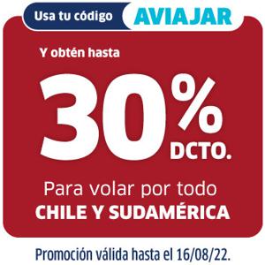 30% Dcto. Para Volar Por Chile Y Sudamerica En Jetsmart
