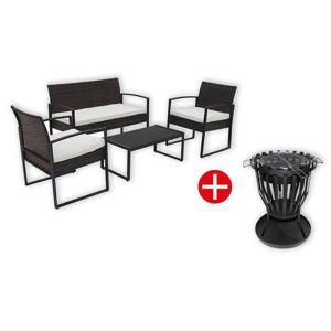 Combo Brasero Casanova Metal Basket + Juego de Terraza Matt Sofá 2 Cuerpos + Dos Sillones 1 Cuerpo