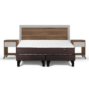 Cama Europea Rosen Ergo T, 2 Plazas, Base Dividida + Set De Maderas Milan