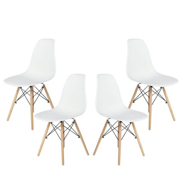 Set De 4 Sillas Áncora Para Comedor Eames Paris Blancas