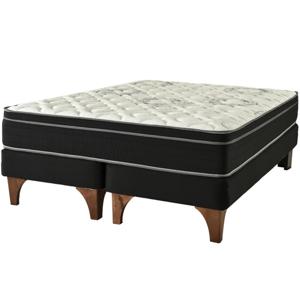 Cama Europea Flex Chic Negra Seven 2 Plazas Base Dividida