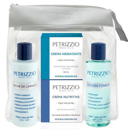 Pack Tratamiento Rostro Petrizzio Crema Hidratante + Nutritiva + Locion Tonica + Leche Limpieza