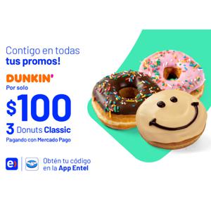 3 Donuts Classic En Dunkin A $100 Con La App Entel Y Mercado Pago