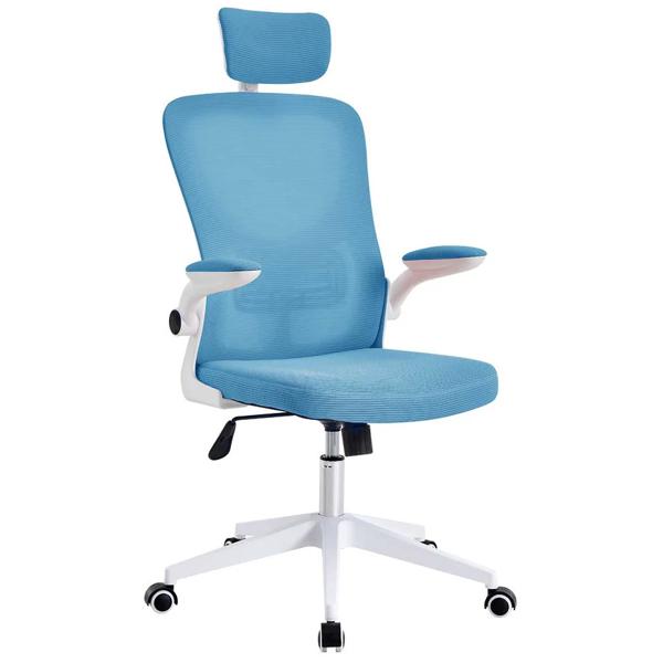 Silla De Oficina Con Reposa Brazos Y Cabeza Azul