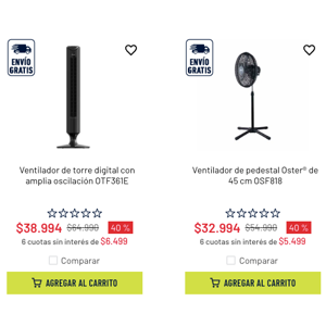 Ventiladores Oster Con 40% Dcto + Envío Gratis