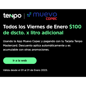 $100 Dcto x Litro Con App Muevo Copec Y Tenpo Los Viernes