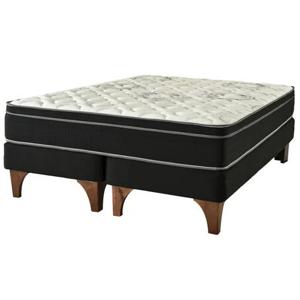 Cama Europea Chic Negra Seven 2 Plazas Base Dividida