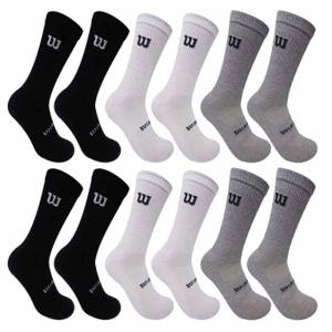 Pack 12 Calcetines Wilson Negro/Blanco/Gris 40-44