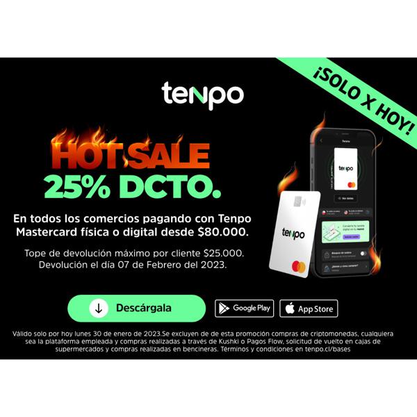 25% Dcto En Comercios Pagando Con Tenpo ¡Sólo x Hoy!