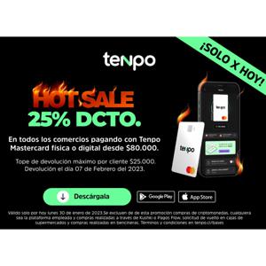25% Dcto En Comercios Pagando Con Tenpo ¡Sólo x Hoy!