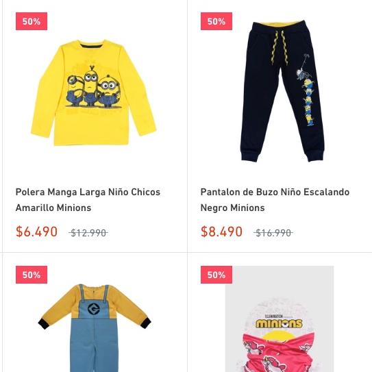 50% Dcto En Ropa Minions