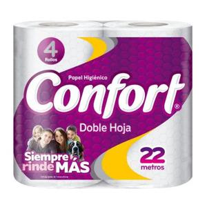 Papel Higiénico Confort Doble Hoja 4 Un De 22 m