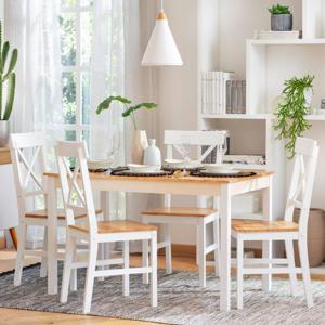 Set De Comedor 1+4 Madera Natural-blanco