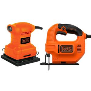 Lijadora orbital 1/4'' 200W BS200 + Sierra Caladora 420W KS501 Black+Decker