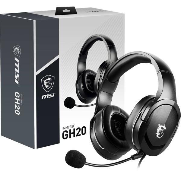 Audífonos MSI Immerse GH20, Ultra-Liviano, On-Ear, Micrófono Ajustable, Negro