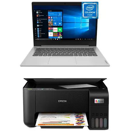 Notebook Lenovo Celeron N4020 4GB RAM, 256GB SSD 14,1" + Multifuncional Epson L3210