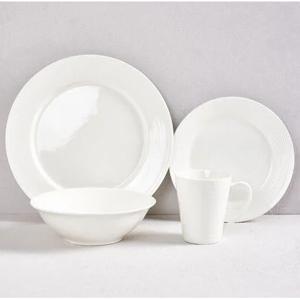 Set Vajilla 24 Piezas Relieve Blanco Porcelana Alaniz Home