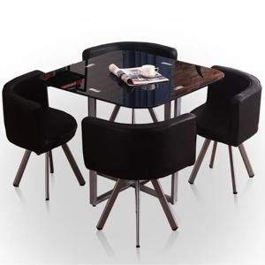 Juego Comedor Mesa Vidrio Cuadrado + 4 Sillas Negro Bt006