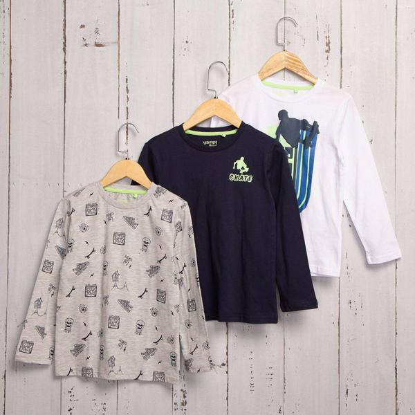 Polera Niño Manga Larga Pack De 3 Unidades Algodón Yamp