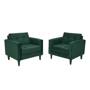 Set 2 Sillones Bodevir Retro Felpa 1 Cuerpo Verde Botella