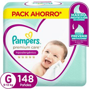 Pañal Pampers Premium Care Hipoalergénico Talla G 148 un