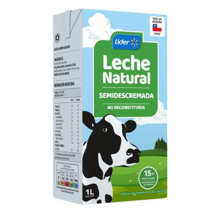 Leche Blanca Semidescremada 1L Lider