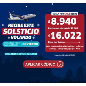 Hasta 40% Dcto Vuelos A Todo Chile Y Sudamerica JetSMART
