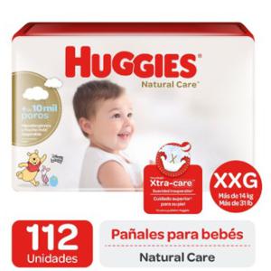 Pañales Huggies Natural Care Talla XXG, 112 Un