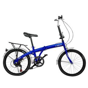 Bicicleta Plegable 7 Cambios Parrilla Trasera Azul Lumax