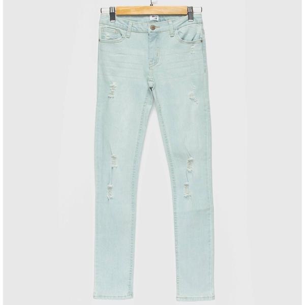 Jeans Niña Tiro Alto Skinny Roturas Algodón Eleven