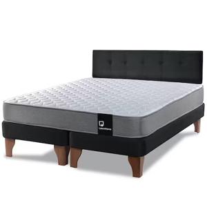 Cama Europea Zen Best Tela Velvet Negro 2pza + Respaldo Latam Home