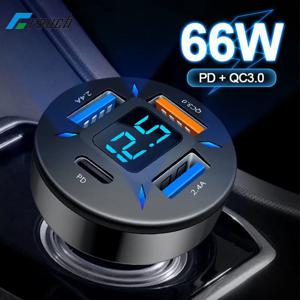 Cargador Para Auto Con 4 puertos USB, Hasta 66W