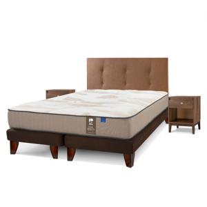 Cama Europea Flex Dual Sensity 2 Plazas B/D + Respaldo Royal Y Veladores Asturias