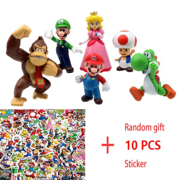 Set 6 Figuras Mario Bros + Stickers